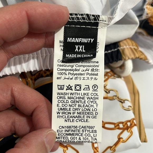 Shein Manfinity Chain Print Shirt & Short Set Men's XXL Equestrian Luxury Style - Picture 12 of 14